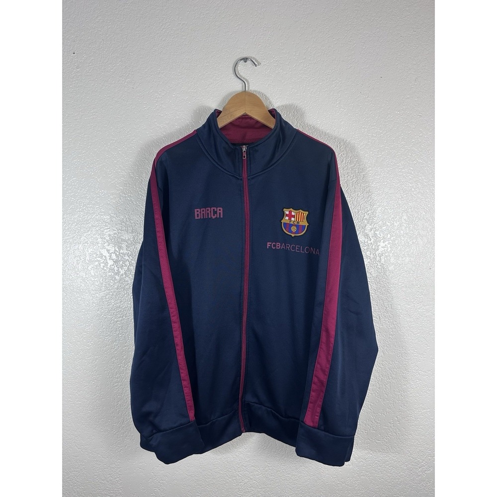 FC Barcelona Barça Full Zip Track Jacket Navy Burgundy XL Soccer Futbol